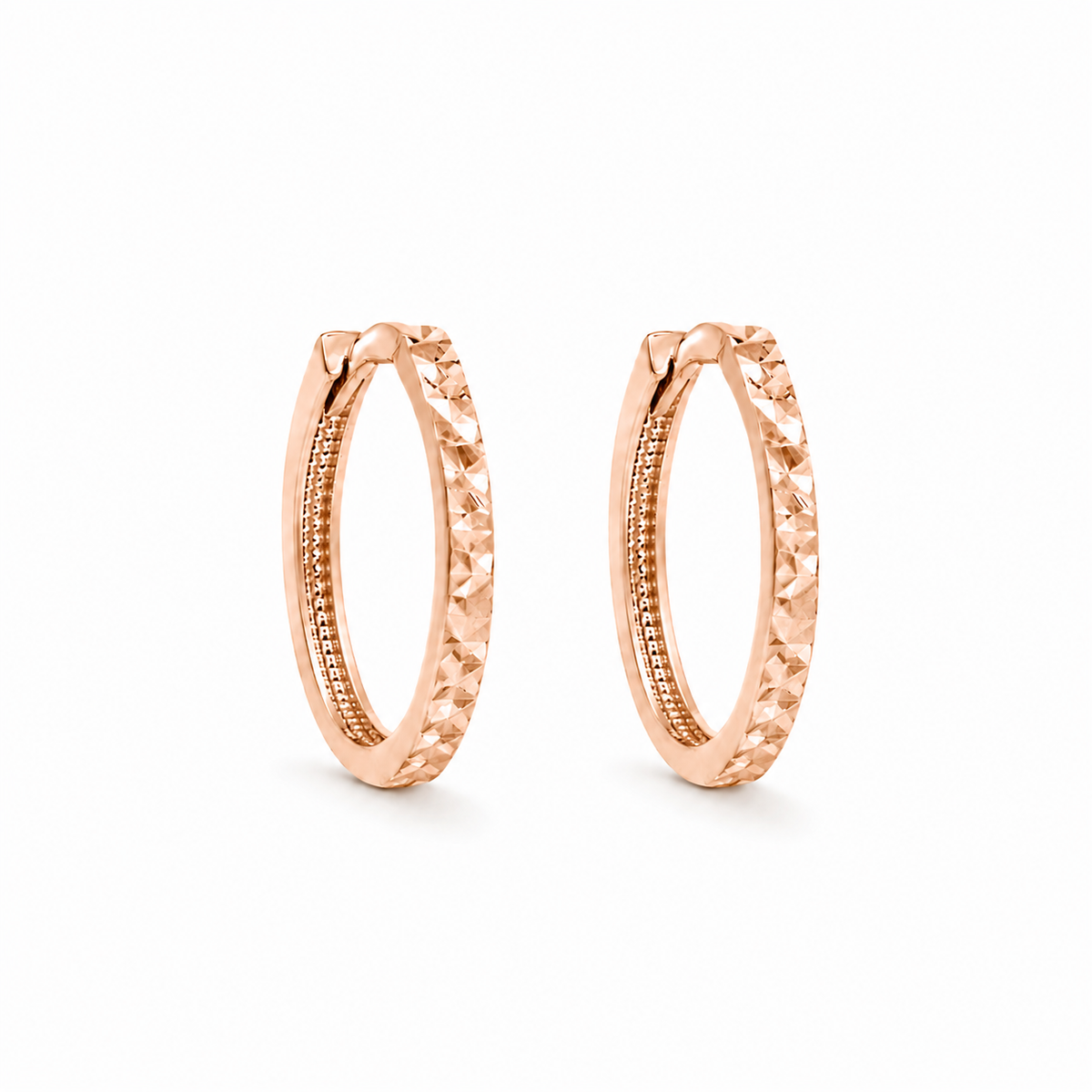 Boucles d'Oreilles Huggies Coupe Diamant Or 10K