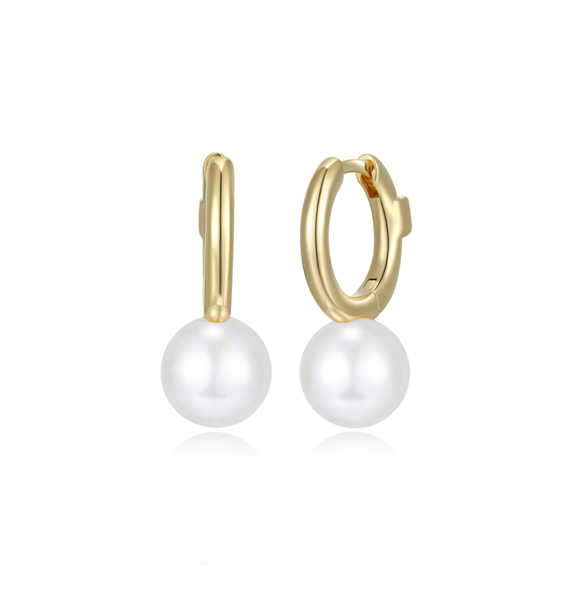 Boucles Perle Blanche Deux Tons – Elle Argent 925