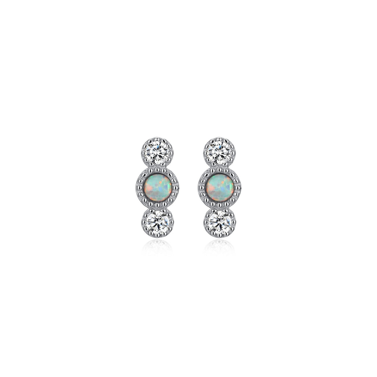 Boucles d'Oreilles Clous Opale et Zircon – Reign Argent 925