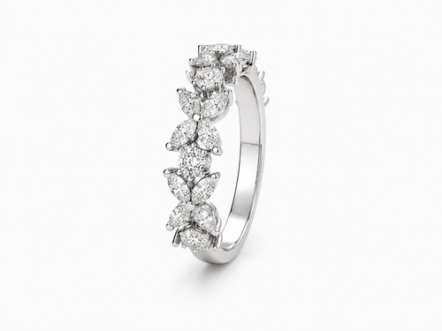 Bague Or Blanc 14K Diamants Lab Marquise et Rond 1,62ct