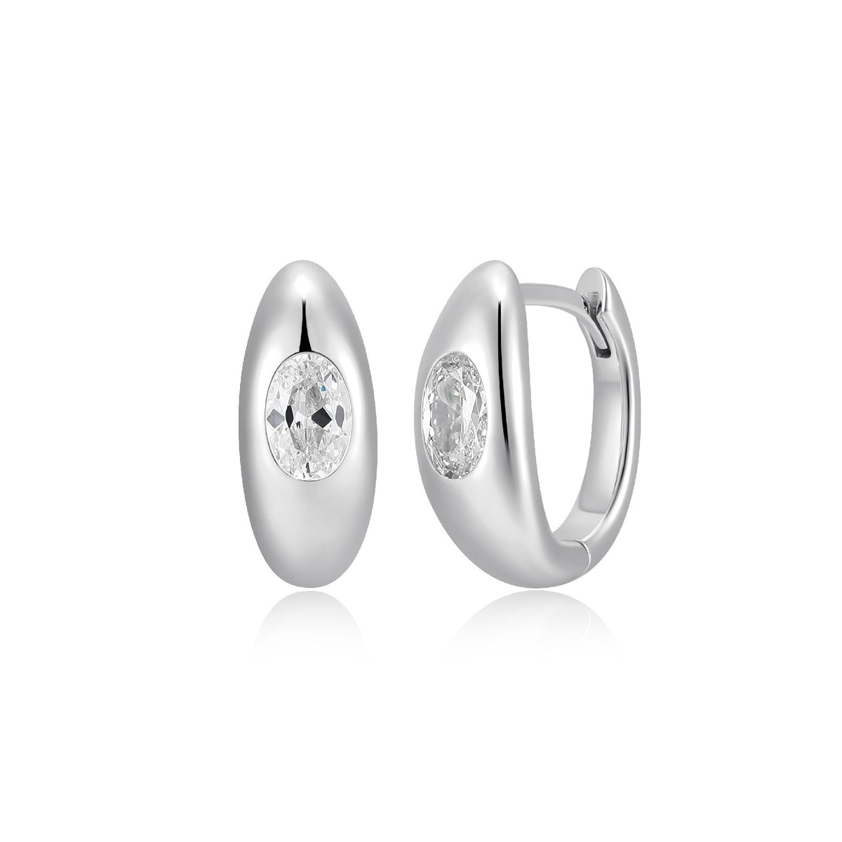 Boucles d'Oreilles Huggies Zircon 15mm – Reign Argent 925