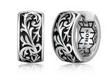 Boucles d'Oreilles Anneaux Intaglio Noir 16mm – Ethos Argent 925
