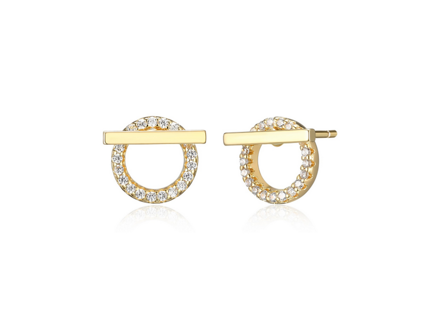 Boucles 2-en-1 Zircon Plaqué Or – Reign Argent 925