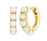 Boucles d'Oreilles Huggies Perles Plaqué Or – Reign Argent 925