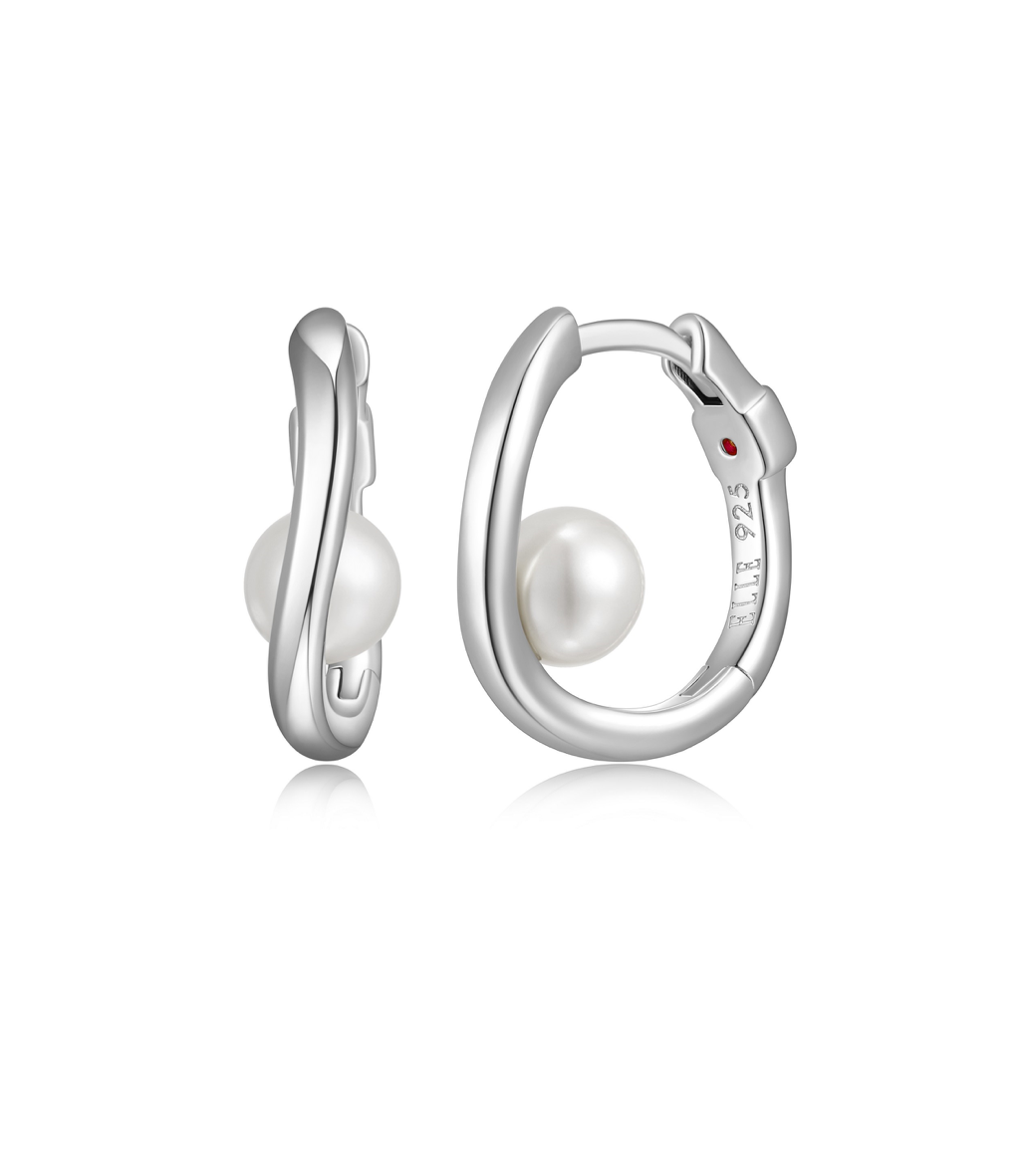 Boucles d'Oreilles Anneaux et Perles – Elle Argent 925