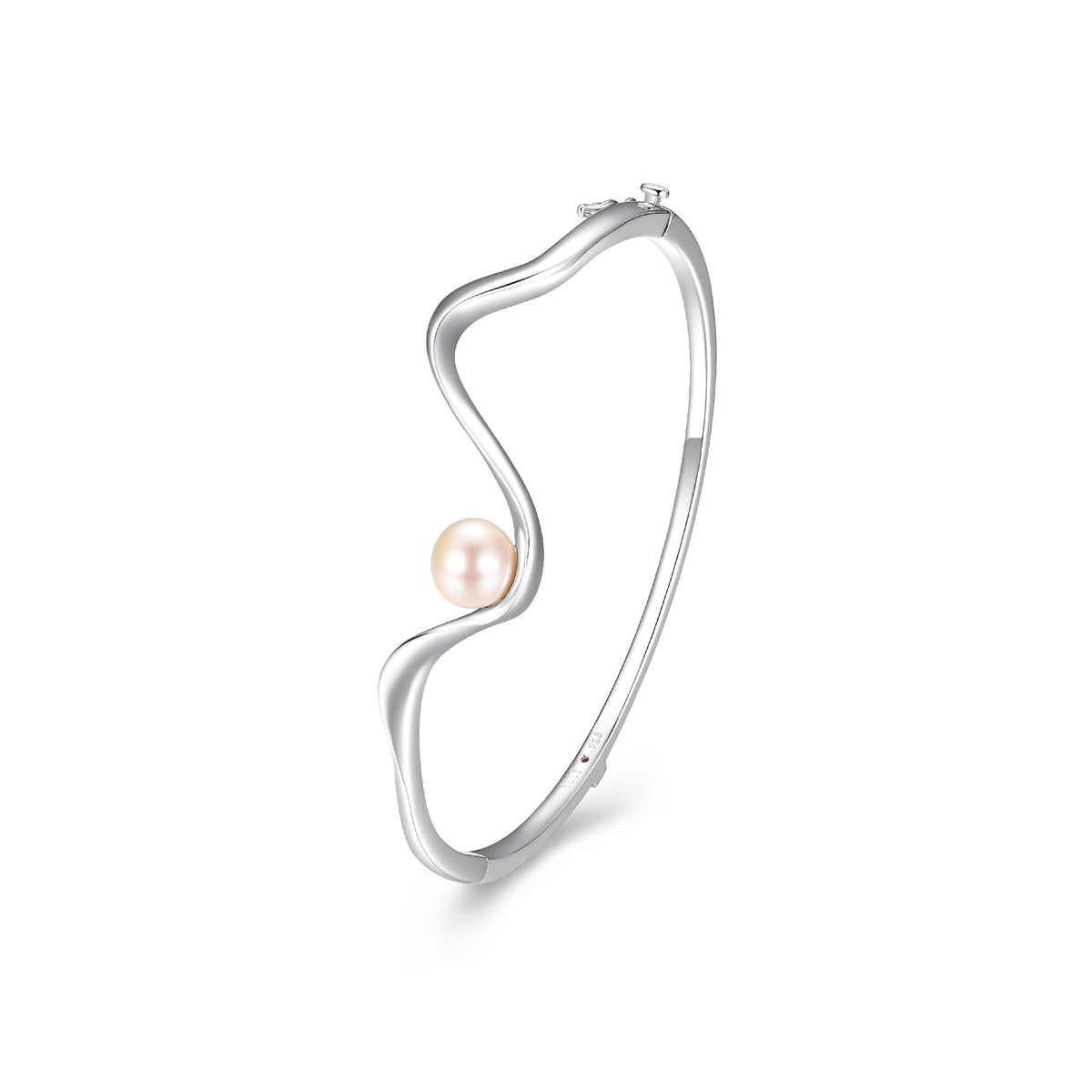 Bracelet Jonc Ondulé Perle Blanche – Elle Argent 925