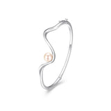 Bracelet Jonc Ondulé Perle Blanche – Elle Argent 925