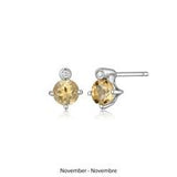 Boucles d'Oreilles Clous Citrine et Diamants Labo – Elle Argent 925