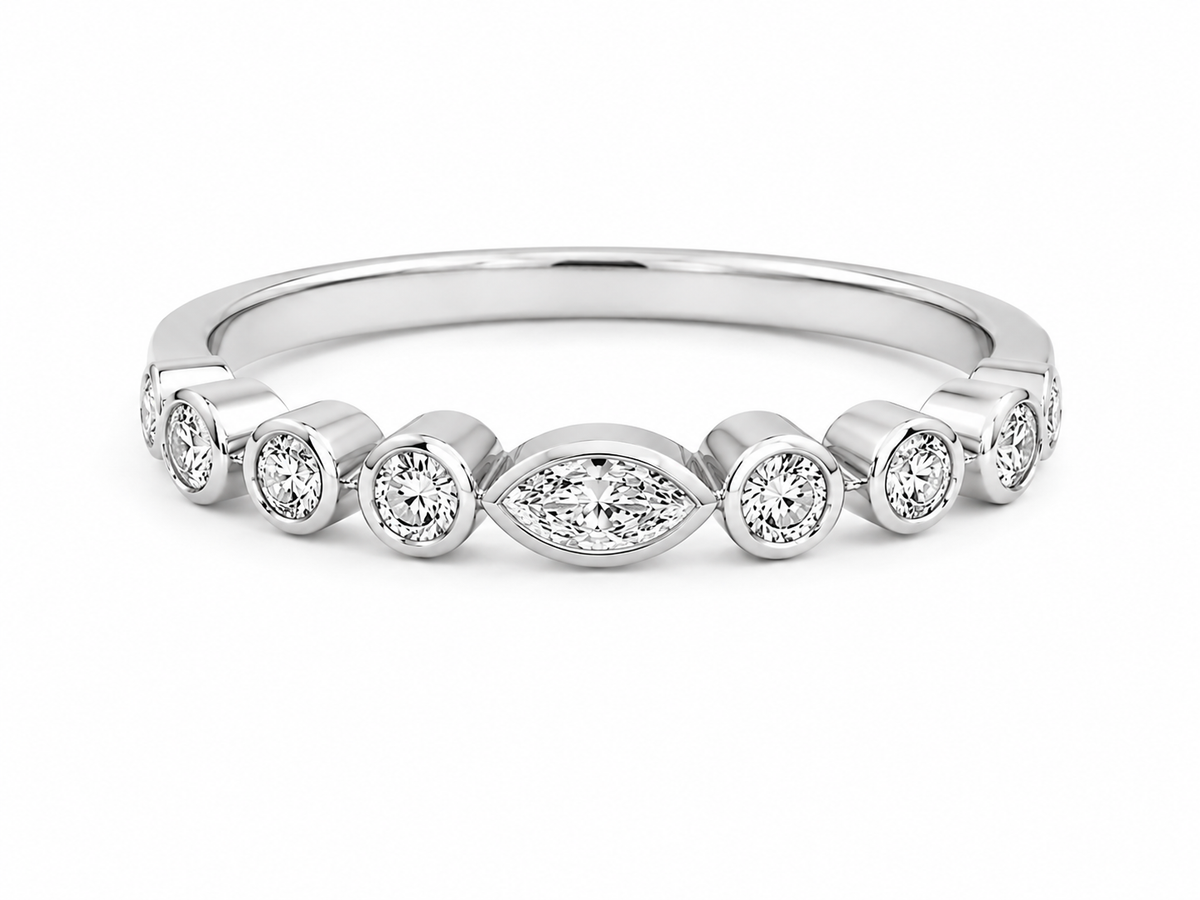 Bague Or Blanc 18K 19 Diamants 0,37ct