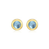 Boucles d'Oreilles Clous Étoile du Nord Zircon Bleu – Reign Argent Plaqué Or