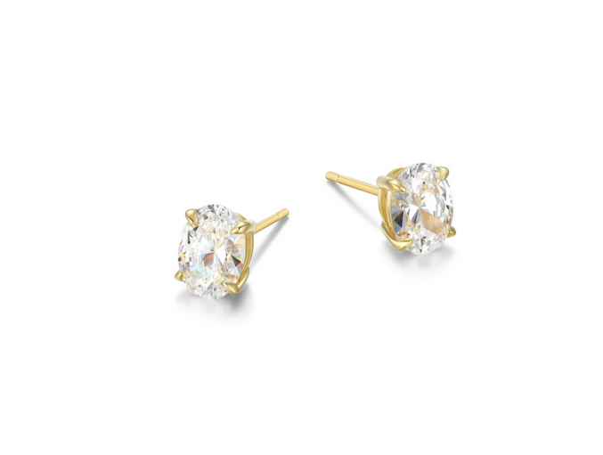 Gold Plated Oval Zircon Earrings β Reign Sterling Silver