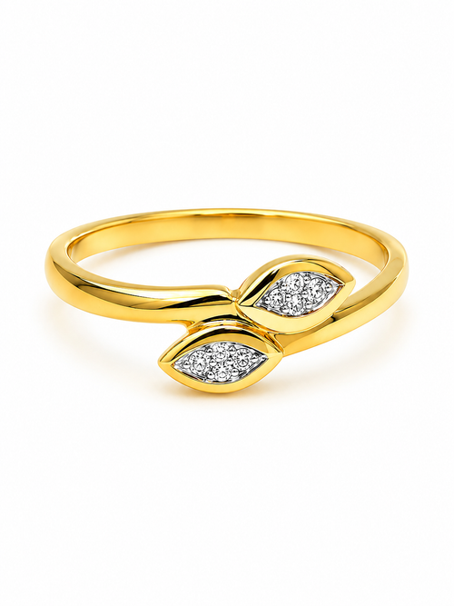 Bague Or 14K Deux Marquises Diamants 0,40ct