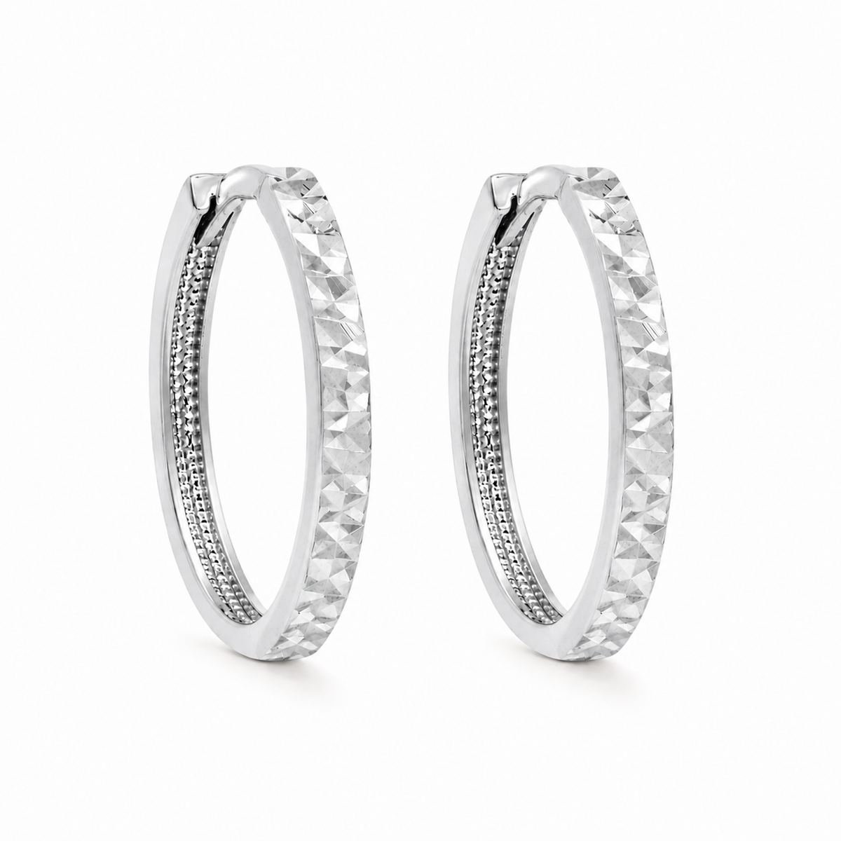 Boucles d'Oreilles Huggies Coupe Diamant Or 10K