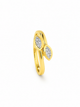 Bague Or 14K Deux Marquises Diamants 0,40ct