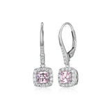 Boucles d'Oreilles Pendantes Zircon Rose Halo – Elle Argent 925