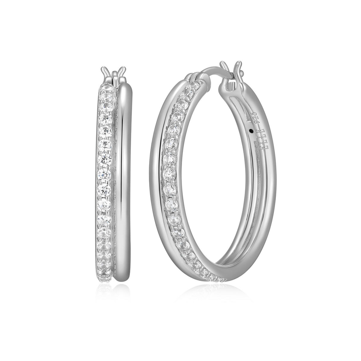 Double Row Zirconia Hoop Earrings β 925 Sterling Silver
