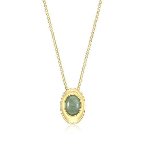Collier Pendentif Jade Vert Plaqué Or – Elle Argent 925