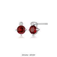 Boucles d'Oreilles Clous Grenat et Diamants Labo – Elle Argent 925