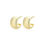 Boucles d'Oreilles Anneaux Côtelés Plaqué Or – Reign Argent 925