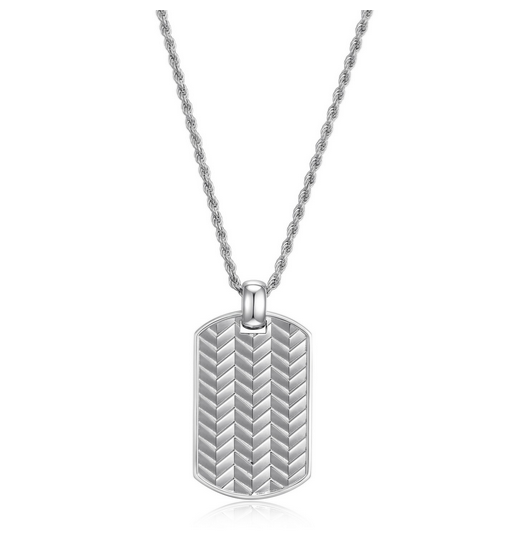 Collier Pendentif Dog Tag Chevron – Ethos Argent 925