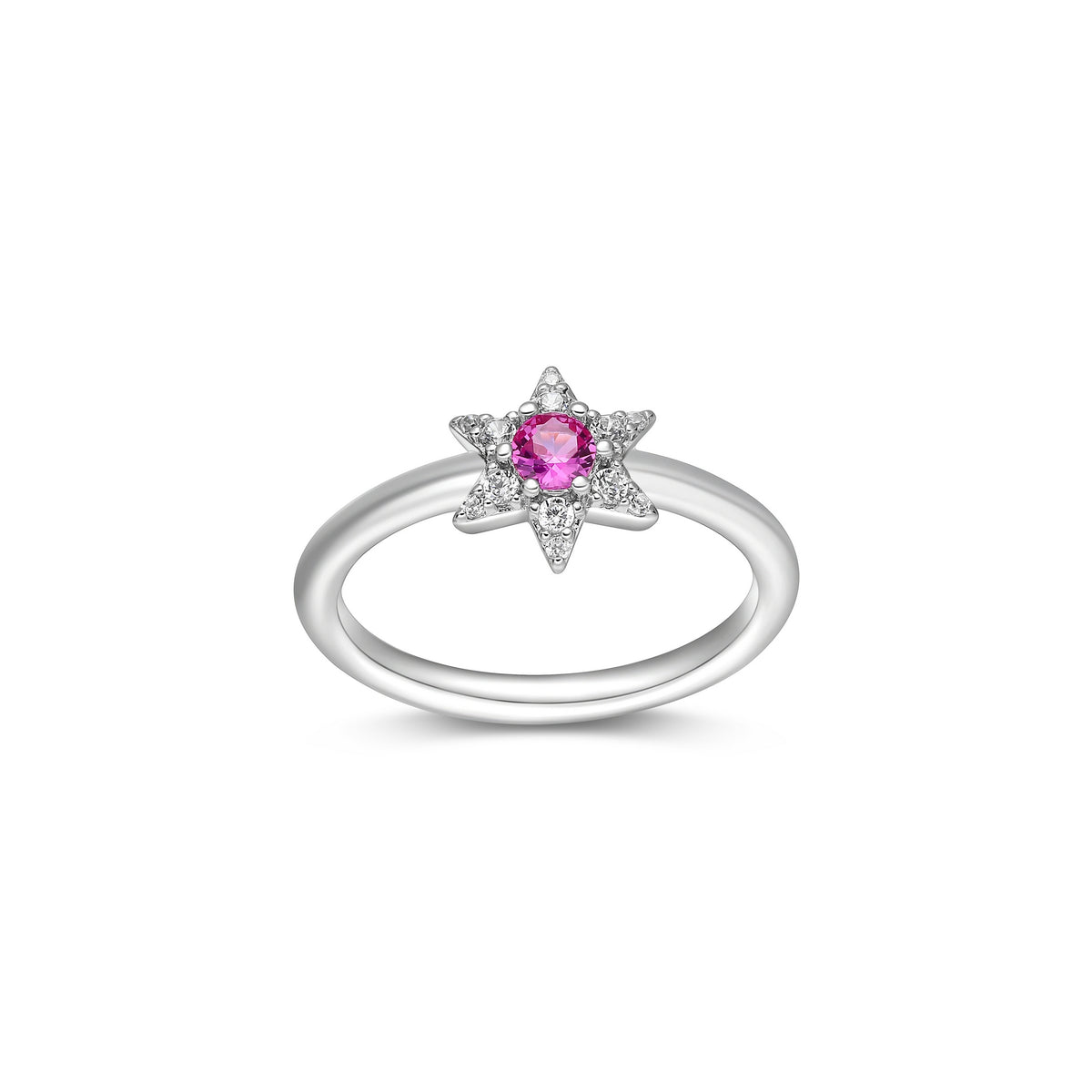 Bague Étoile Saphir Rose et Zircon – Reign Argent 925