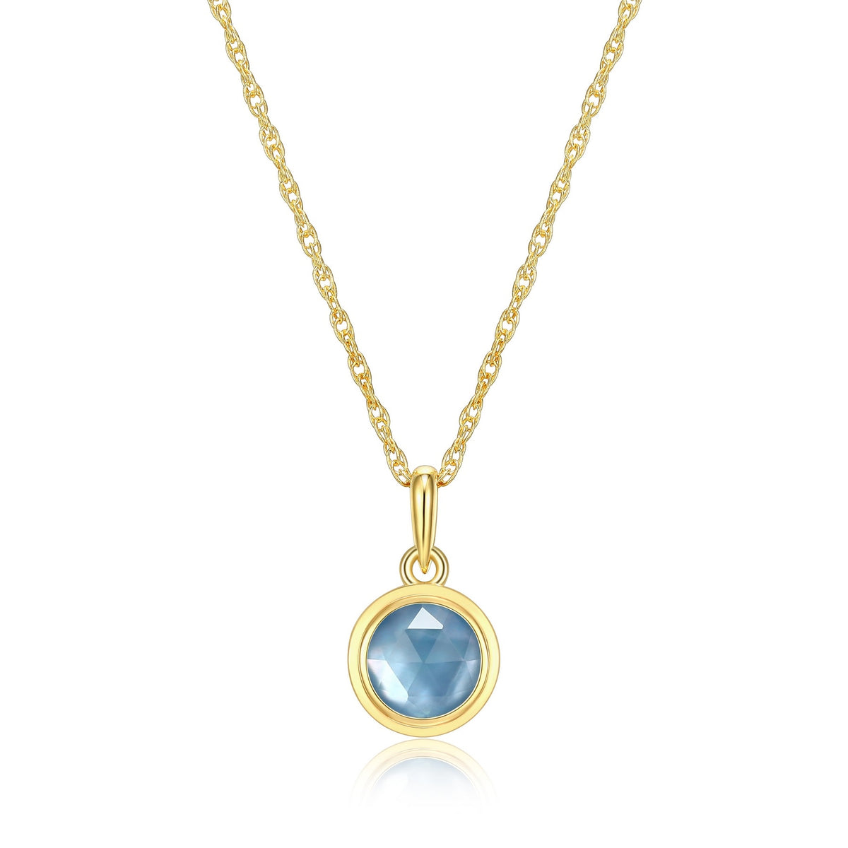 Collier Pendentif Aigue-marine Synthétique – Reign Argent 925