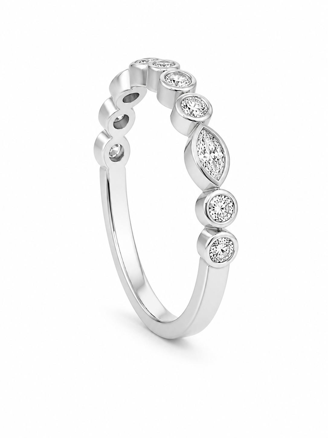 Bague Or Blanc 18K 19 Diamants 0,37ct