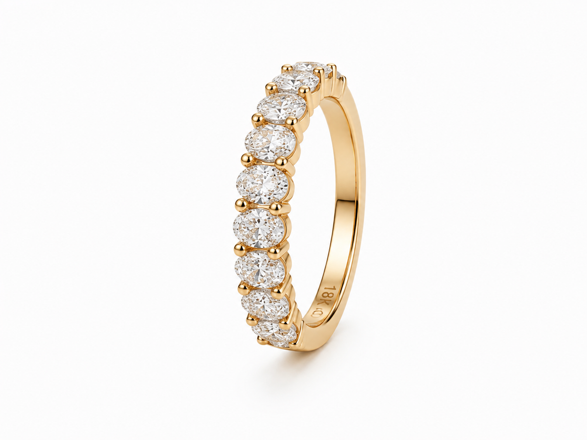 Bague Or Blanc 18K Diamant Lab Ovale 1,10ct