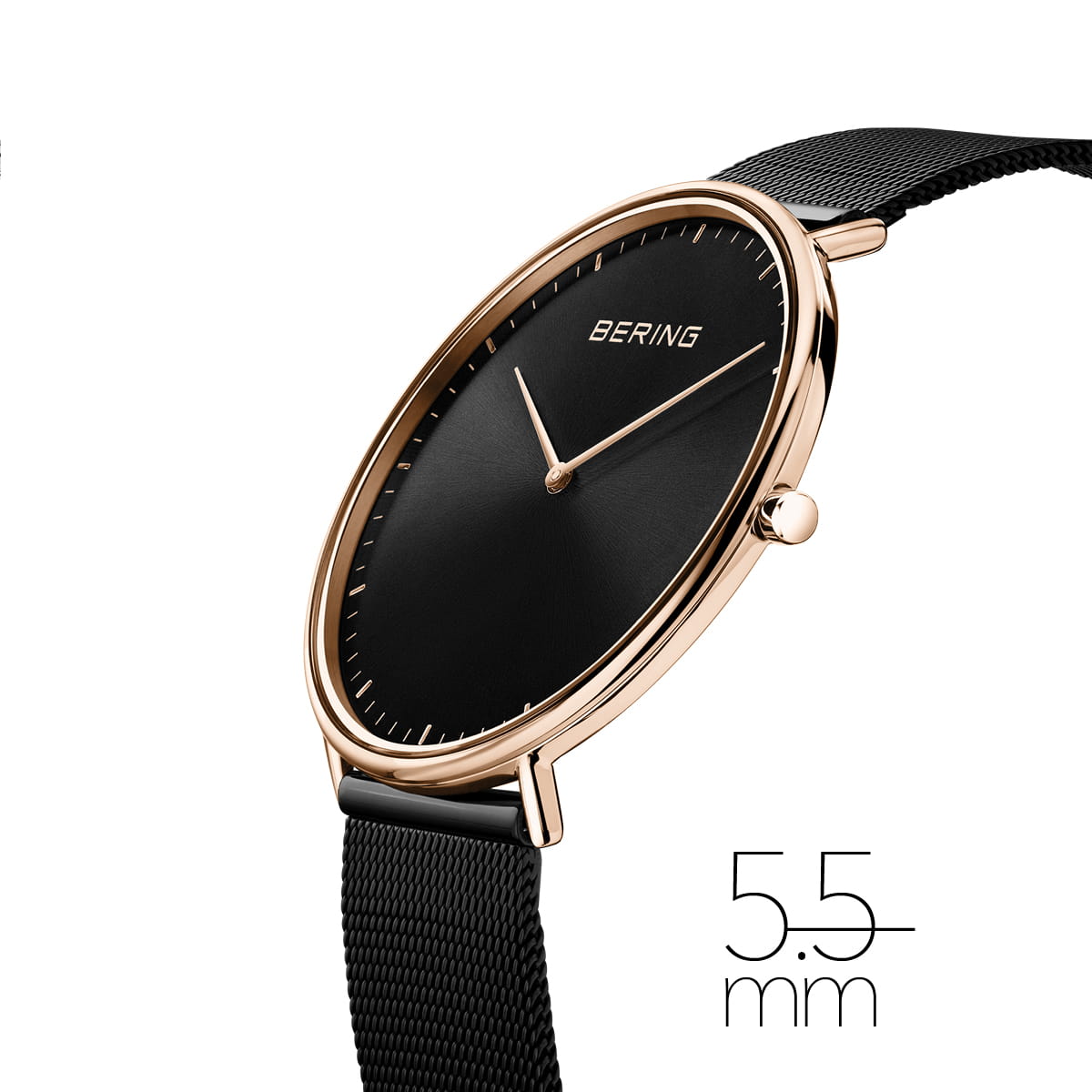 Bering Ultra Slim 39mm Noir Or Rose