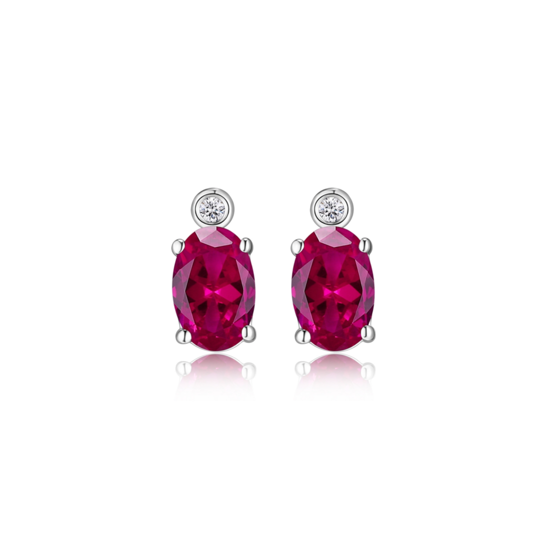 Synthetic Ruby Lab Grown Diamond Studs β Her Sterling Silver 925