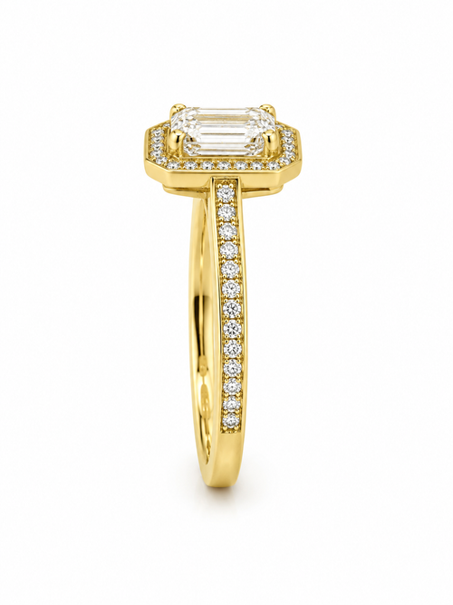 Bague Halo Or Jaune 14K Diamant Lab 2,21ct