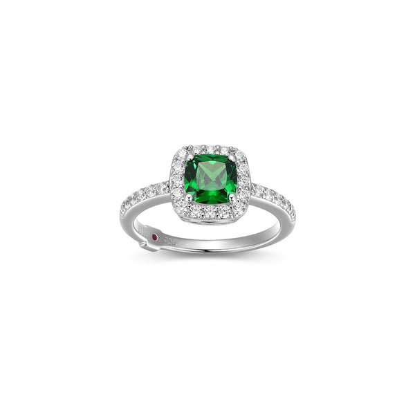 Bague Émeraude Synthétique et Zircon – Elle Argent 925