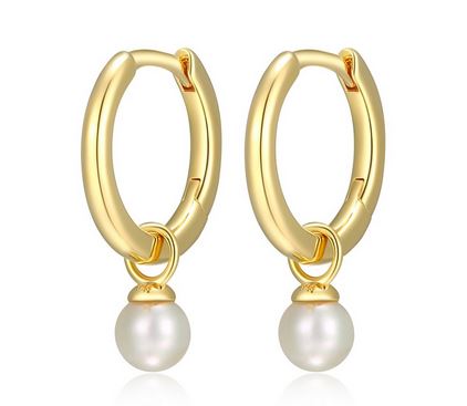 Boucles d'Oreilles Huggies Perle 4mm Plaqué Or – Reign Argent 925