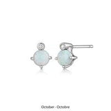Boucles d'Oreilles Clous Opale et Diamants Labo – Elle Argent 925