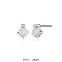 Boucles d'Oreilles Clous Opale et Diamants Labo – Elle Argent 925