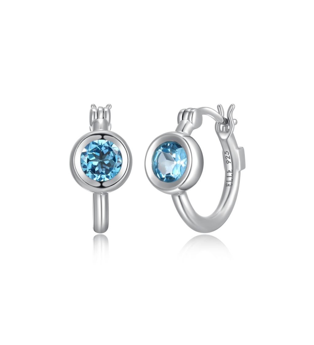 Créoles Topaze Bleue – Elle Argent 925