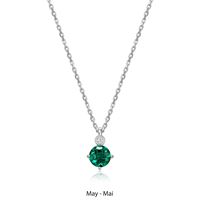 Collier Pendentif Émeraude Synthétique et Diamants Labo – Elle Argent 925
