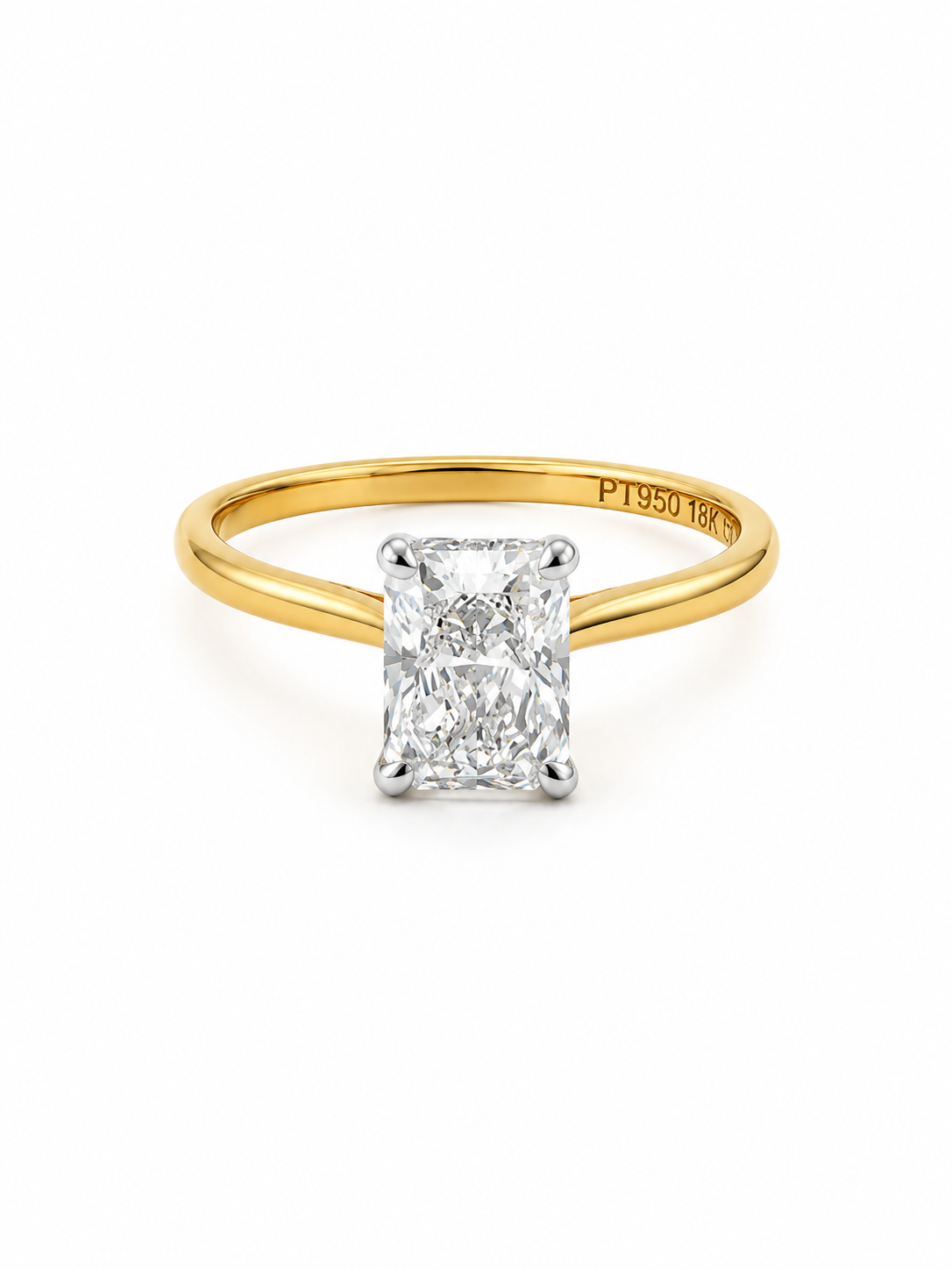 Bague Solitaire Or 18K et Platine Diamant Lab 1,53ct