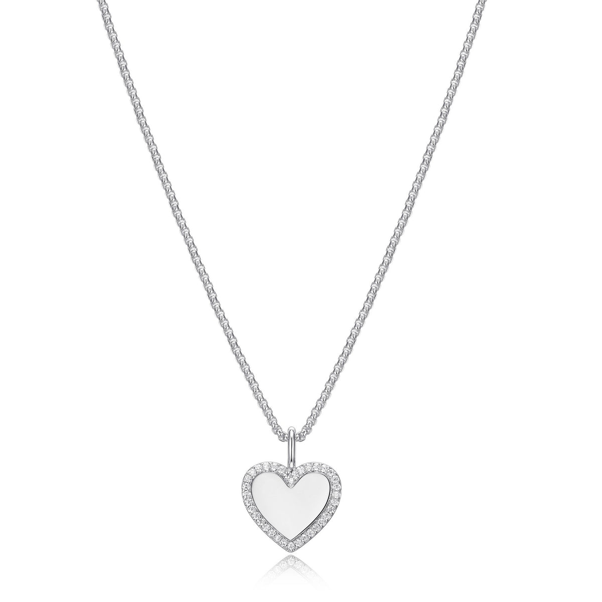 Collier Pendentif Disque Cœur Zircon – Reign Argent 925