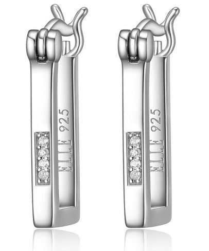 Rectangular Zirconia Hoop Earrings β Elle Sterling Silver