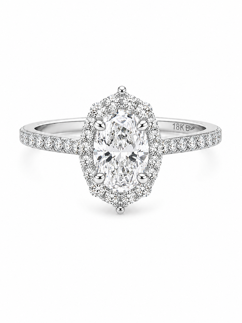 Bague Solitaire Or Blanc 18K Diamant Lab Ovale 0,86ct