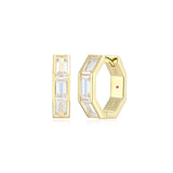 Octagonal Zircon Hoop Earrings β She Gold Plated Silver