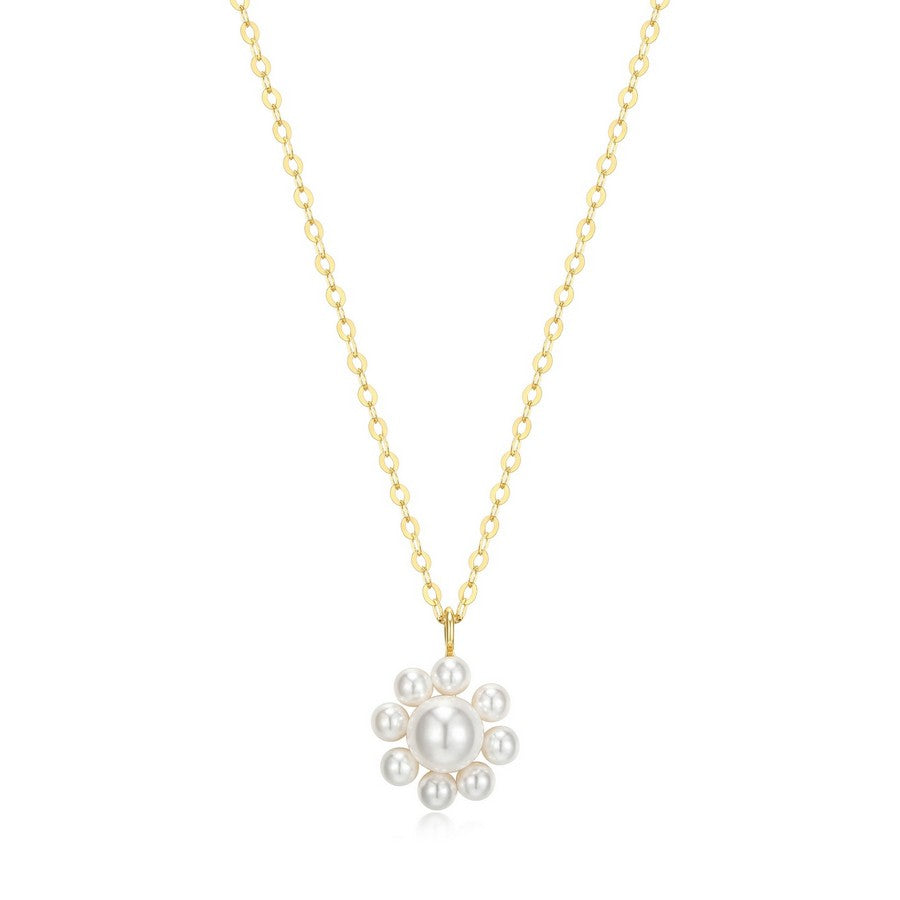 Collier fleur de perles Reign en argent 925 plaqué or