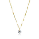 Collier solitaire zircon Reign en argent 925 plaqué or
