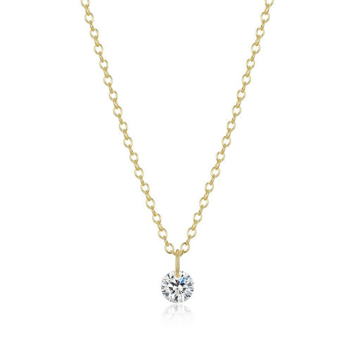Collier solitaire zircon Reign en argent 925 plaqué or