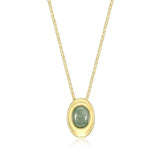 Collier pendentif jade vert ELLE en argent 925 plaqué or