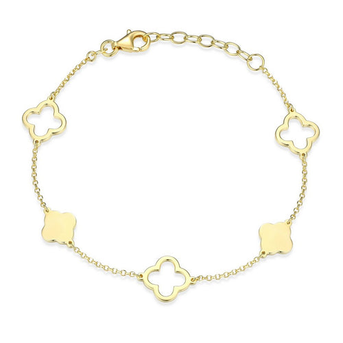Bracelet à stations trèfle Reign en argent 925 plaqué or