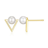 Boucles d’oreilles Reign triangle perle en argent 925 plaqué or