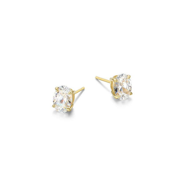 Boucles d’oreilles ovales Reign en argent 925 plaqué or et zircon