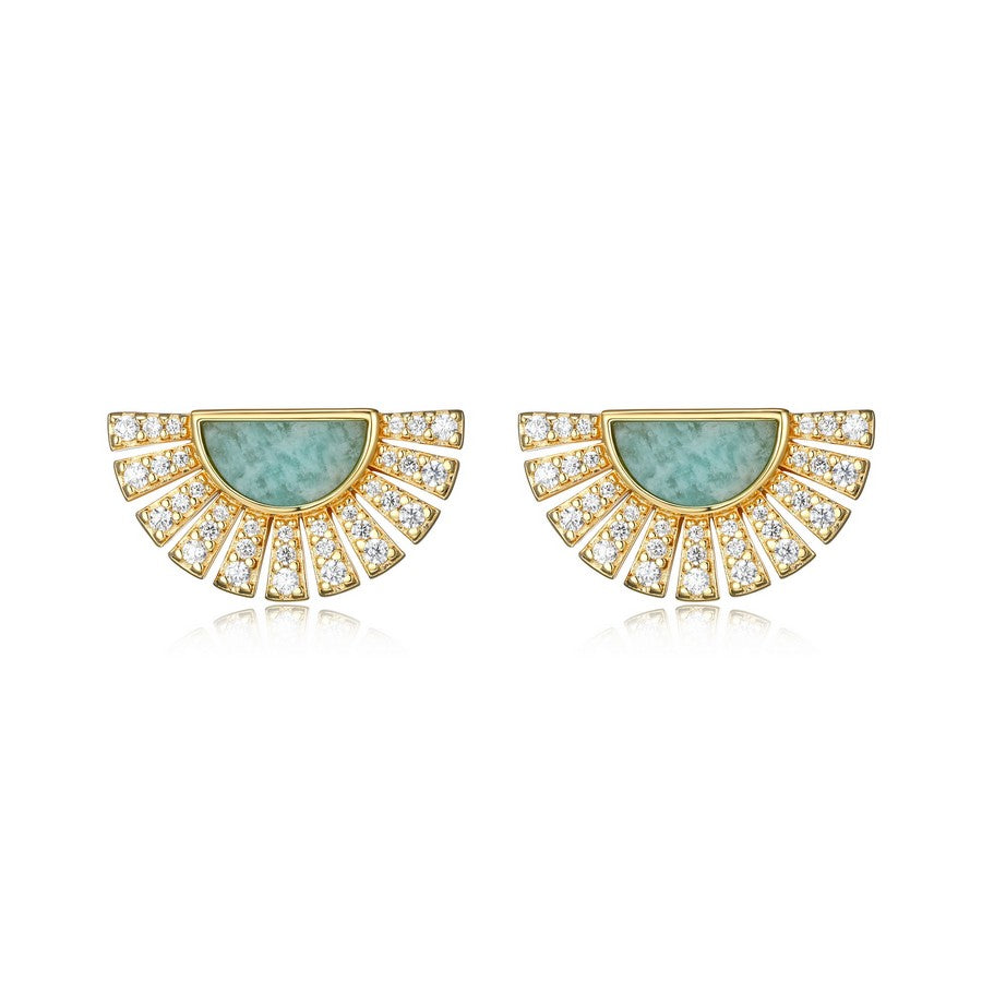 Clous d’oreille éventail amazonite Reign en argent 925